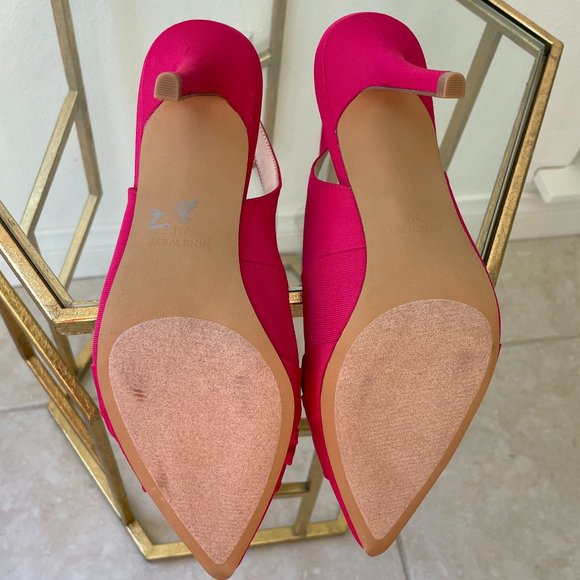 New Nine West slingback hot pink grosgrain fabric pumps 4" heel size 7M - Picture 5 of 6